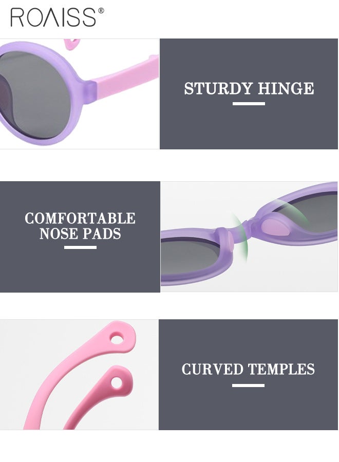 roaiss Kid 's Round Folding Polarized Sunglasses Kids, UV400 Protection Cute Outdoor Beach Holiday Sun Glasses,Outdoor Foldable Sun Shades with Small Portable Box for Boys Girls and Children Age 3-12 - Image 2